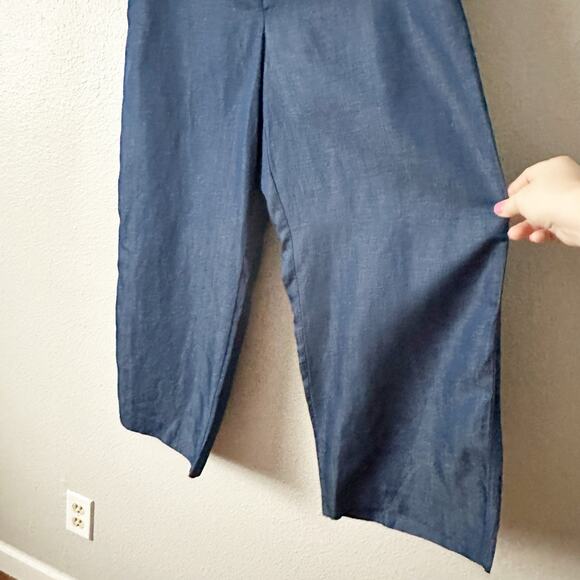Ann Taylor Tencel Linen Chambray High Rise Wide Leg Crop‎ Pants Women’s Size 10 - Picture 4 of 13